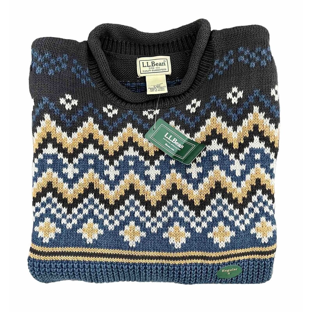 L.L.Bean Organic Cotton Crewneck Ski Sweater Men’s Size Small NWT